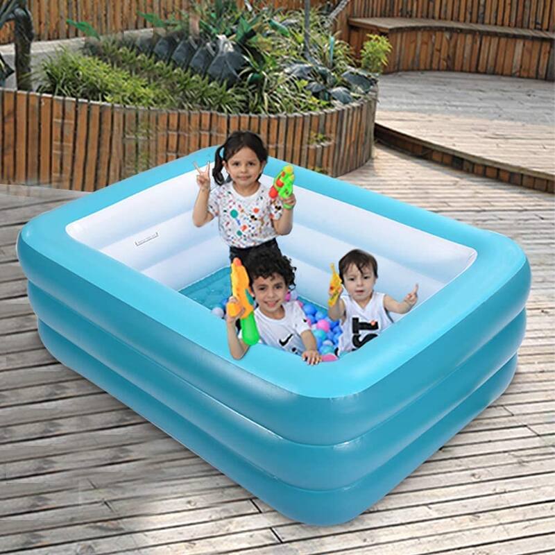Inflatable Swimming Pool for Kids, 59" X 45" X 20" Kiddie Pools with Inflatable Soft Floor